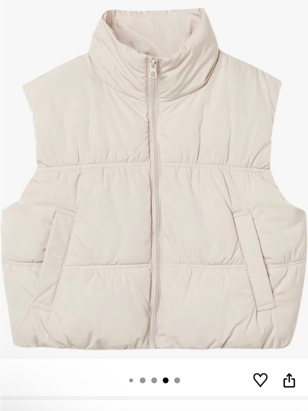 Sleeveless Puffer Vest in Cream